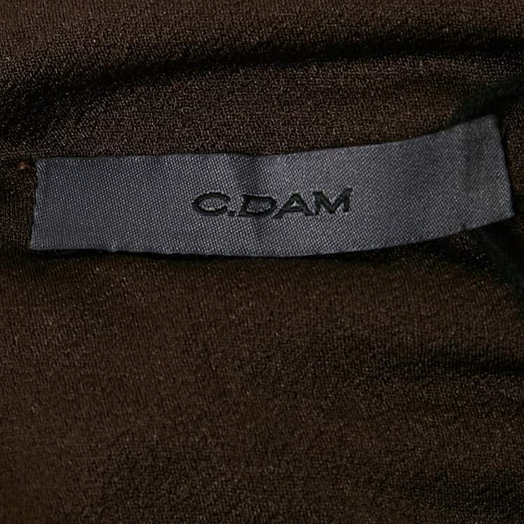 Pre Owned C.Dam Brown Jersey and Tulle Metallic Cup Disa Dress S