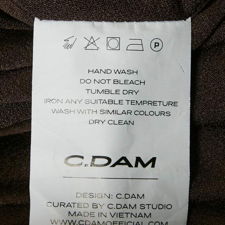 Pre Owned C.Dam Brown Jersey and Tulle Metallic Cup Disa Dress S