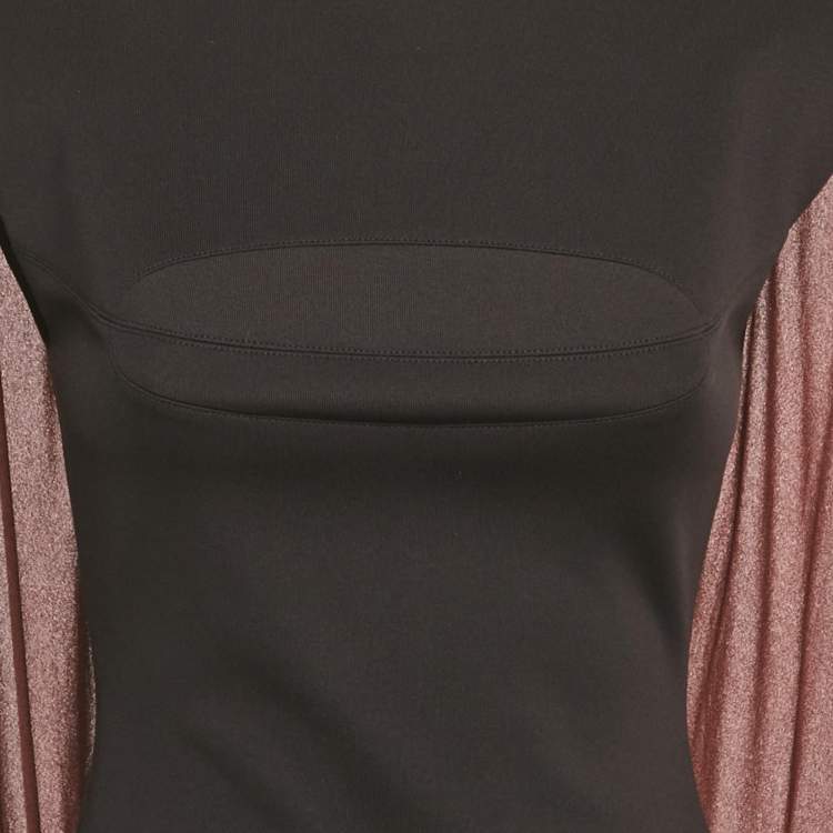 Pre Owned C.dam Black/Brown Jersey Draped Maxi Dress S 