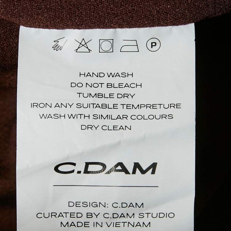 Pre Owned C.dam Brown Jersey and Tulle Metallic Cup Mini Dress S