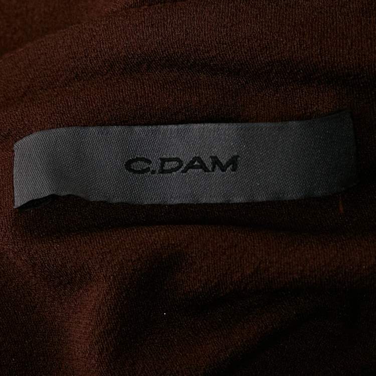 Pre Owned C.dam Brown Jersey and Tulle Metallic Cup Mini Dress S