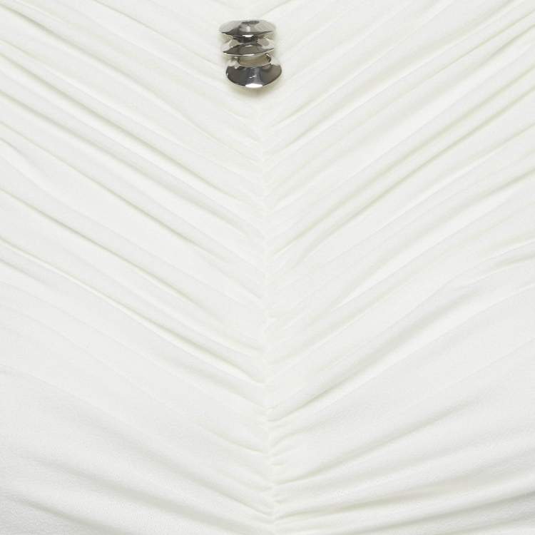 Pre Owned C.Dam White Jersey Ruched Maxi Dress XS