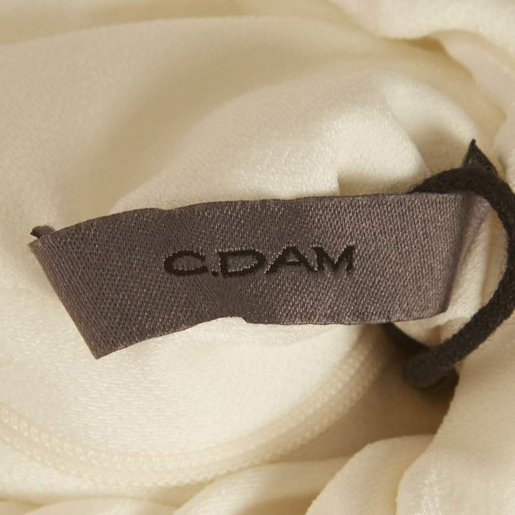 Pre Owned C.Dam White Jersey Ruched Maxi Dress XS
