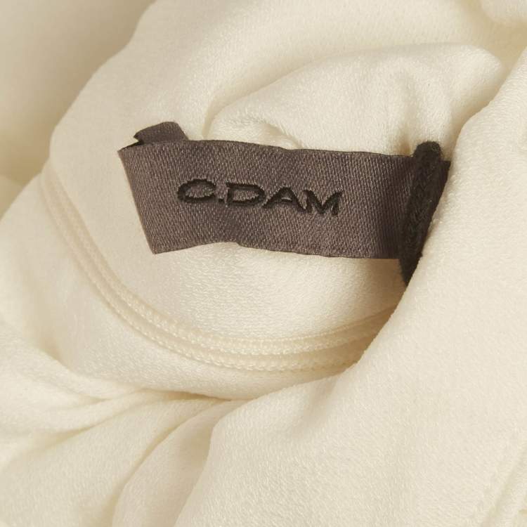 Pre Owned C.Dam White Jersey Ruched Maxi Dress XS