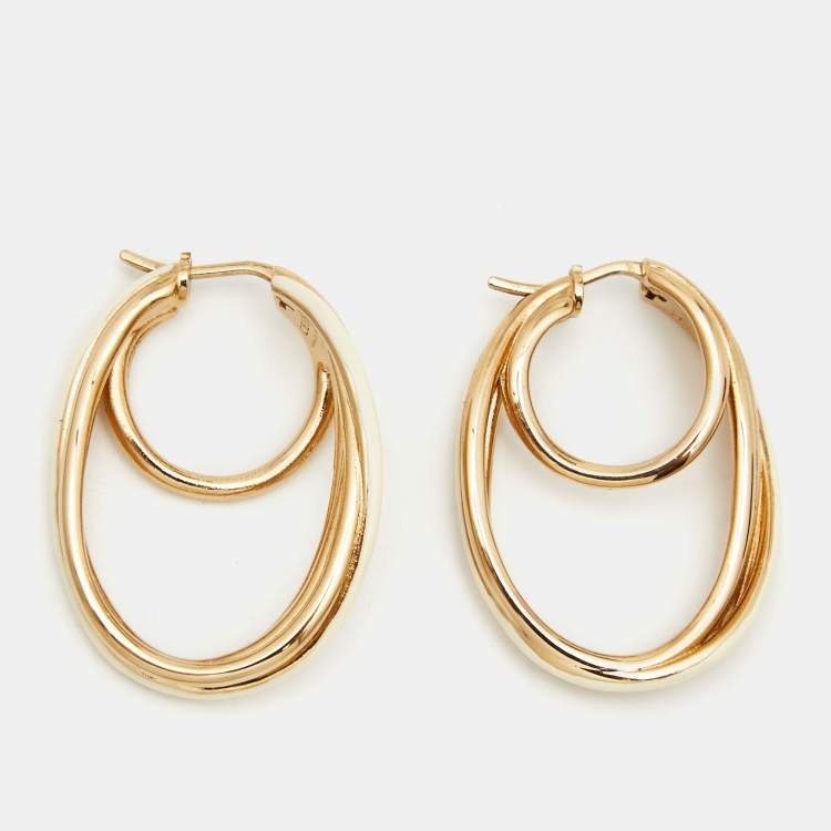 Pre Owned Celine Enamel Gold Tone Earrings