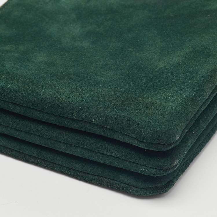 Pre Owned Celine Green Suede Solo Trio Cosmetic Pouch