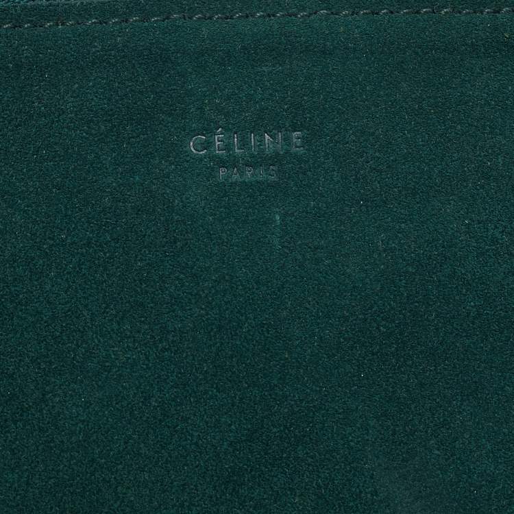Pre Owned Celine Green Suede Solo Trio Cosmetic Pouch
