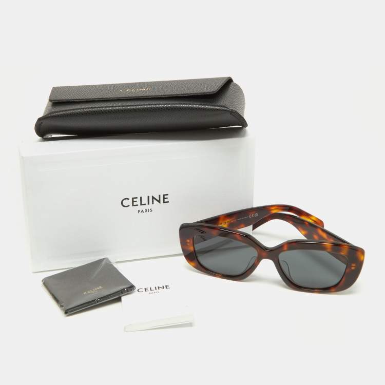 Pre Owned Celine Brown Havana/Grey CL40226U Rectangle Sunglasses 