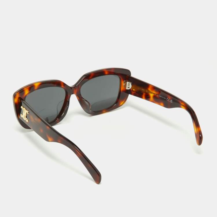 Pre Owned Celine Brown Havana/Grey CL40226U Rectangle Sunglasses 