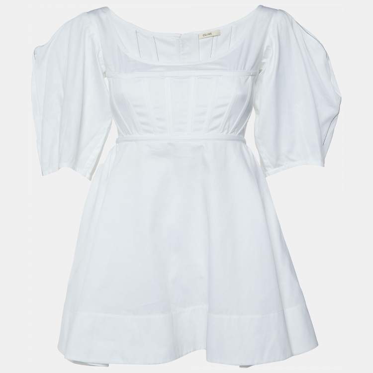 Pre Owned Celine White Cotton Corset Top M