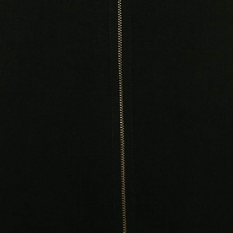 Pre Owned Celine Black Wool Zip-Up Midi Skirt M