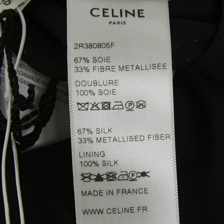 Pre Owned Celine Black Macadam Pattern Lurex Brocade Mini Dress S