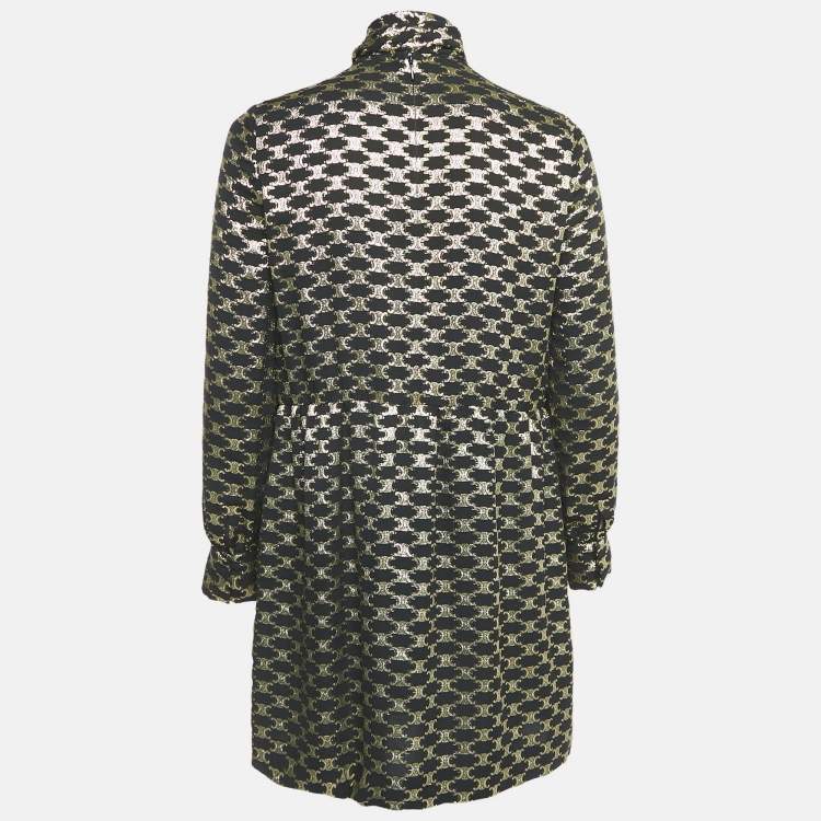 Pre Owned Celine Black Macadam Pattern Lurex Brocade Mini Dress S