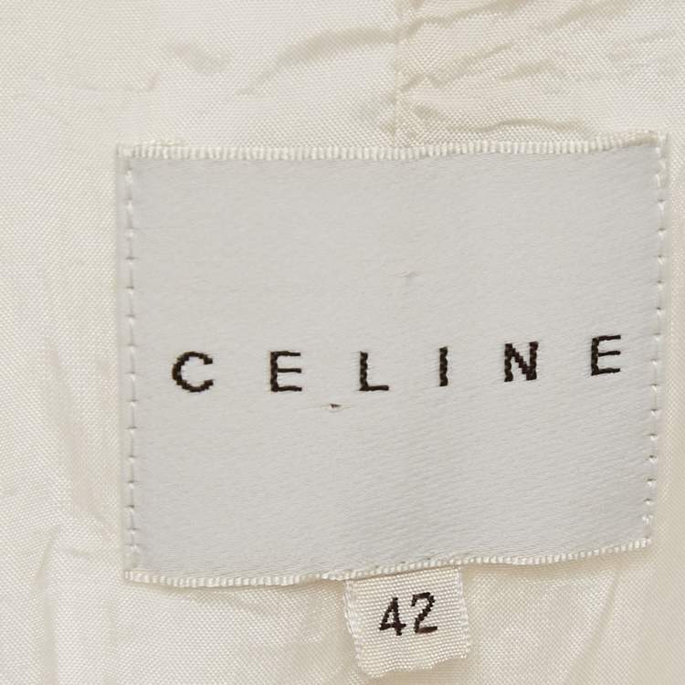 Pre Owned Celine White Cotton Button Front Coat L