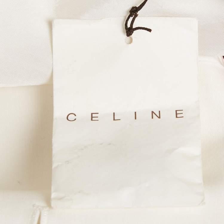 Pre Owned Celine White Cotton Button Front Coat L