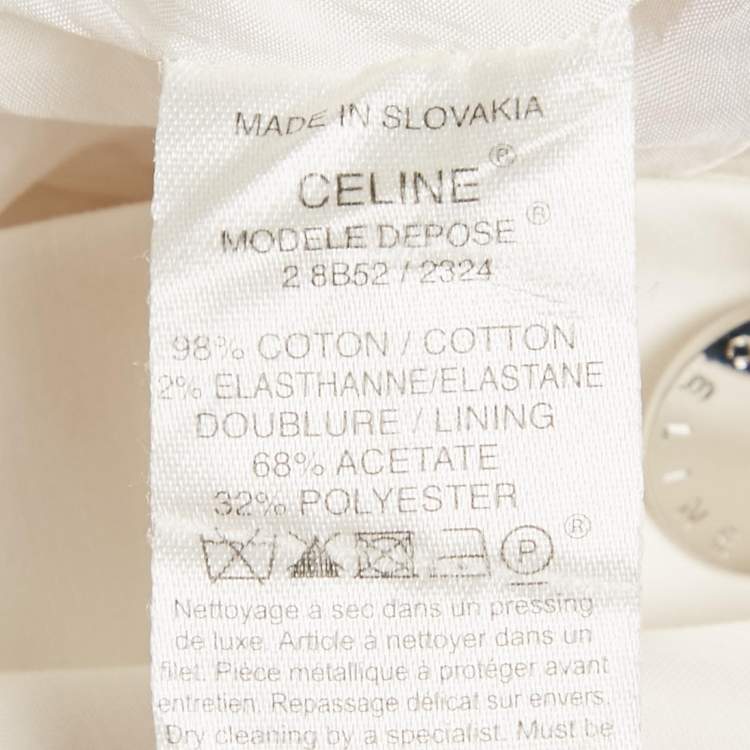 Pre Owned Celine White Cotton Button Front Coat L