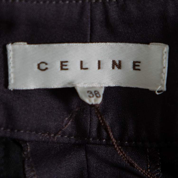 مملوكة مسبقًا Celine Brown Wool Wide Leg Trousers S