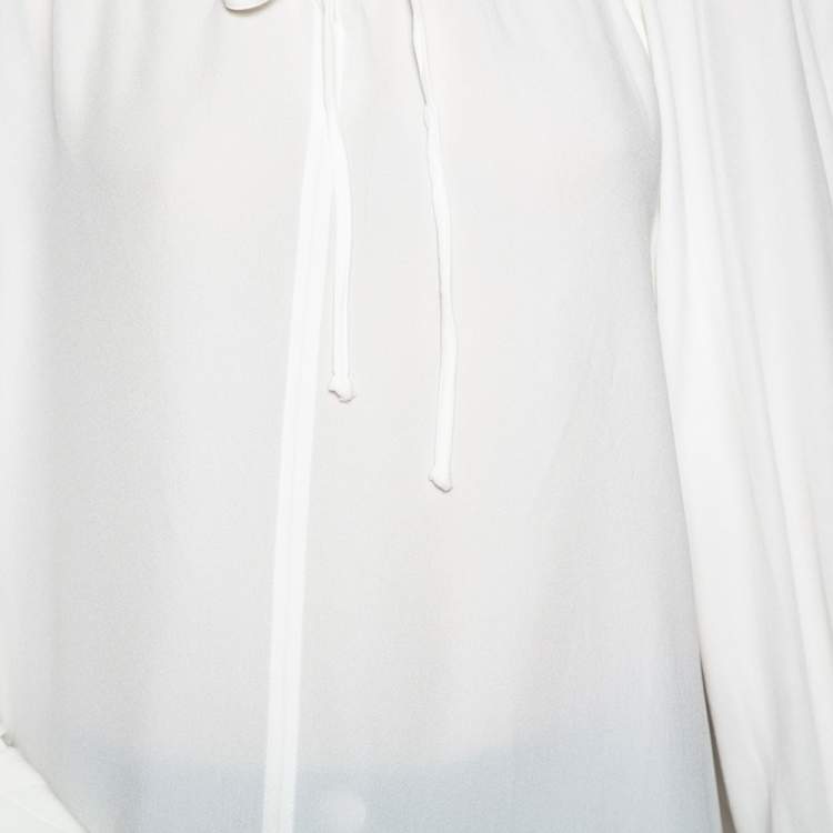 Pre Owned Celine Off White Crepe Off Shoulder Oversized Tunic S