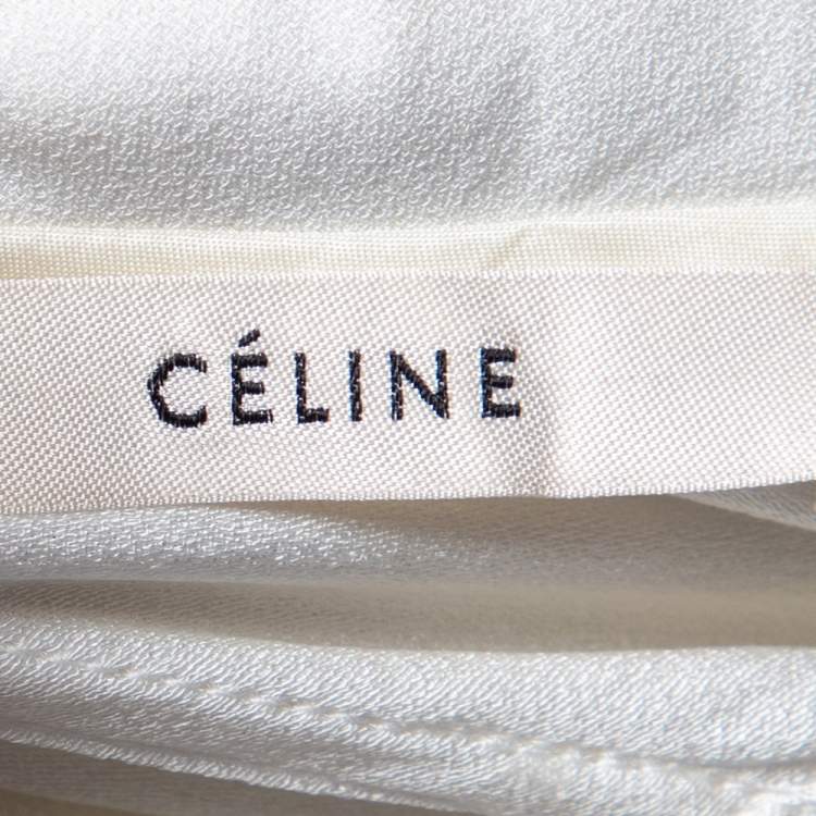 Pre Owned Celine Off White Crepe Off Shoulder Oversized Tunic S