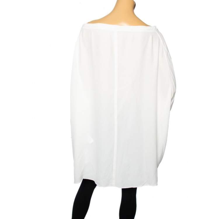 Pre Owned Celine Off White Crepe Off Shoulder Oversized Tunic S