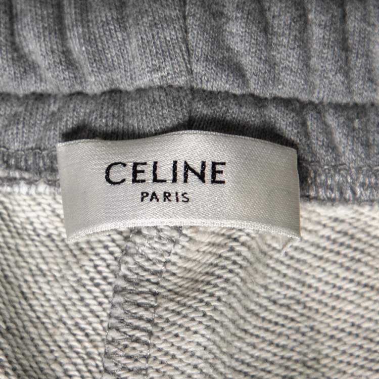 Pre Owned Celine Grey Cotton Logo Printed Sweatpants S