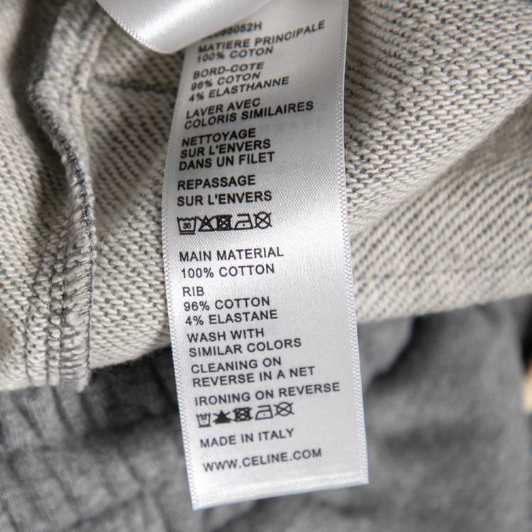 Pre Owned Celine Grey Cotton Logo Printed Sweatpants S