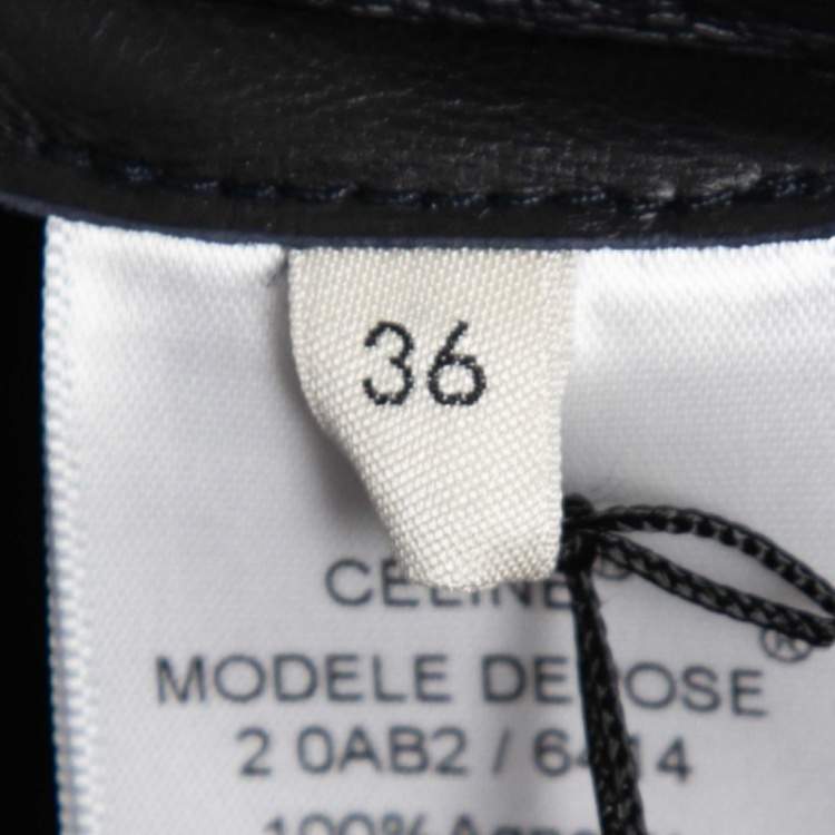 Pre Owned Celine Black Lambskin Leather Long Sleeve Peplum Top S