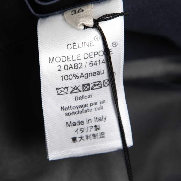 Pre Owned Celine Black Lambskin Leather Long Sleeve Peplum Top S