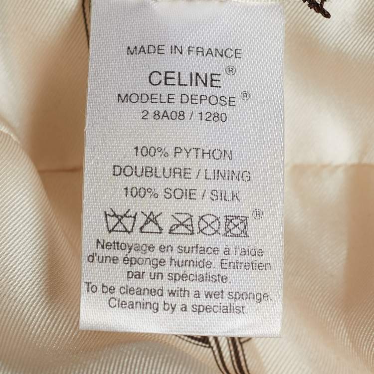 Pre Owned Celine Metallic Rose Gold Python Belted Knee Length Coat L