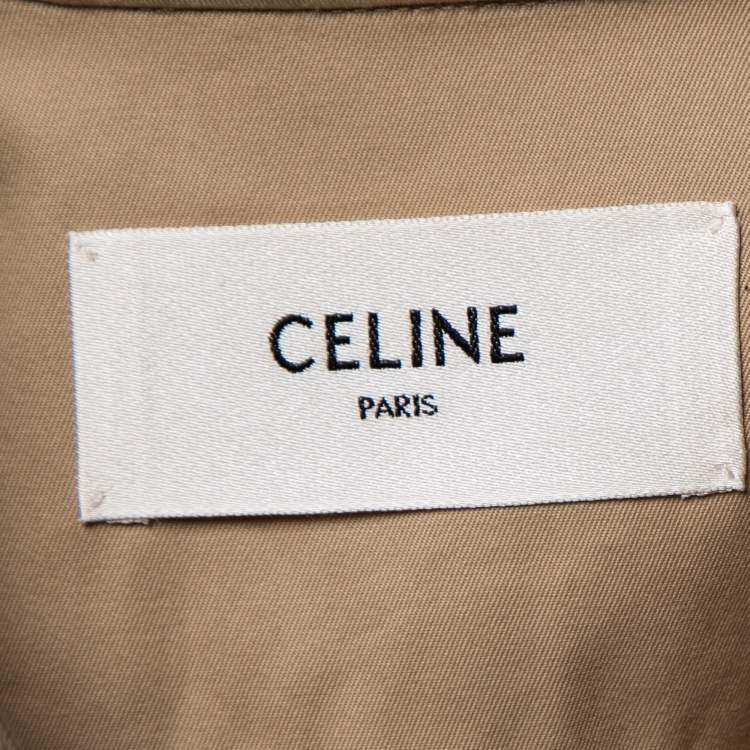Pre Owned Celine Beige Gabardine Belted Midi Dress S