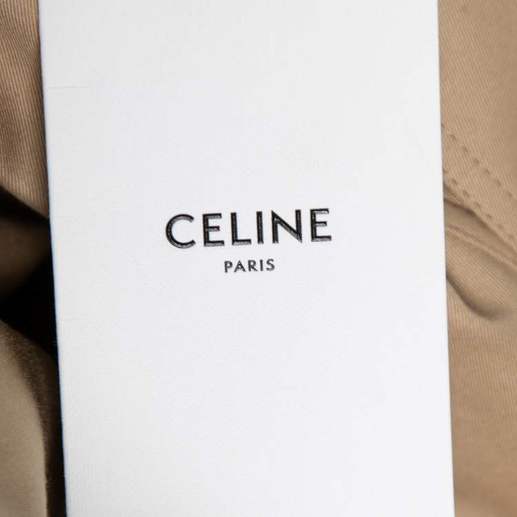 Pre Owned Celine Beige Gabardine Belted Midi Dress S