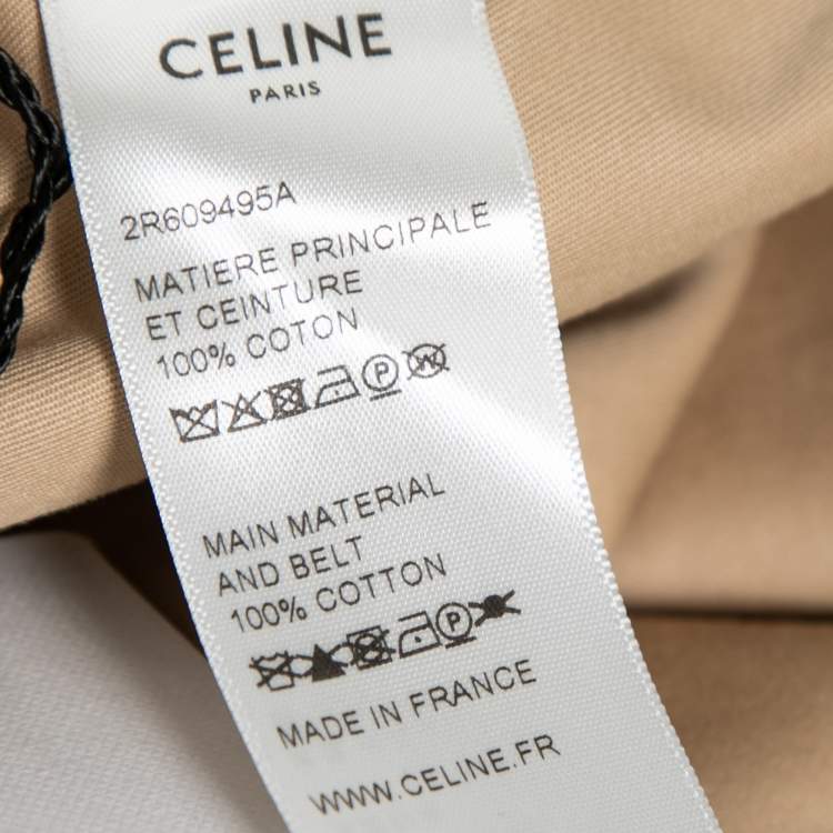 Pre Owned Celine Beige Gabardine Belted Midi Dress S