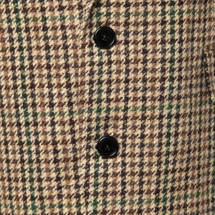 Pre Owned Celine Brown Houndstooth Patterned Wool Blazer M