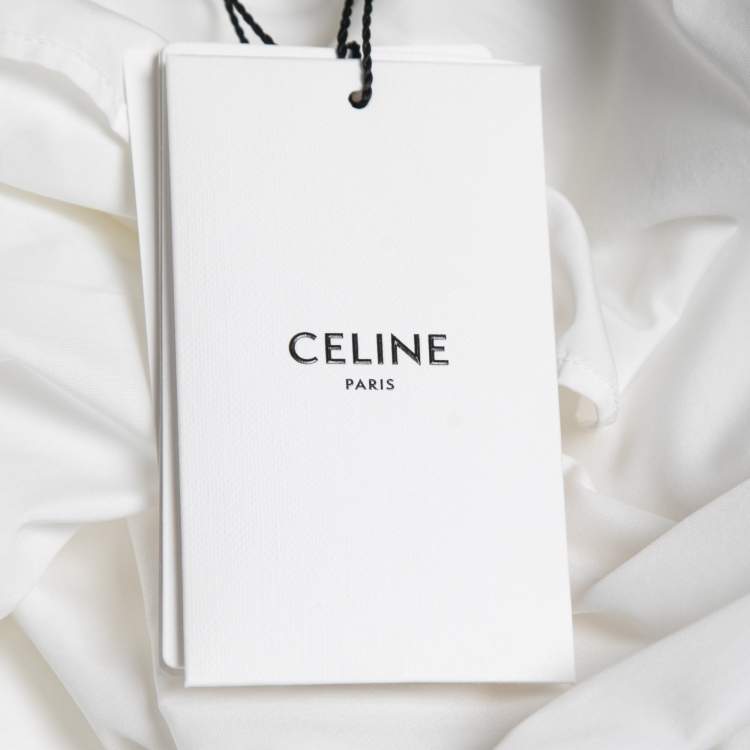 Pre Owned Celine White Cotton Button Front Full Sleeve Shirt M