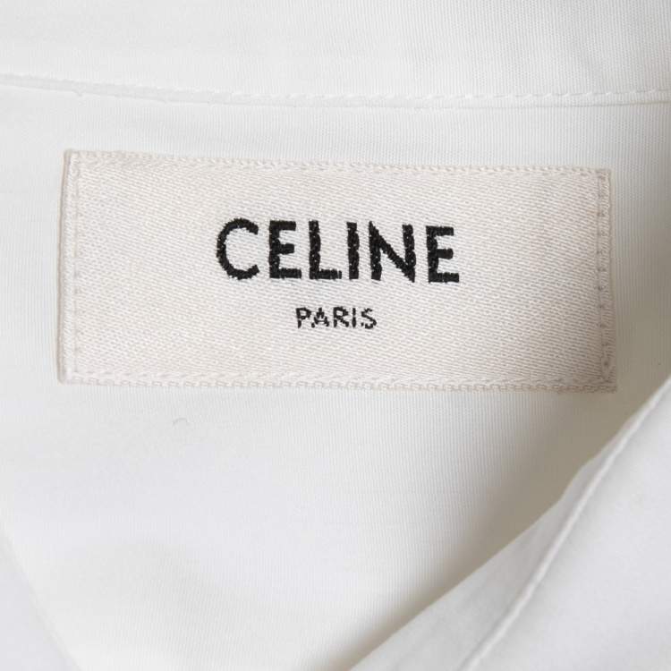 Pre Owned Celine White Cotton Button Front Full Sleeve Shirt M