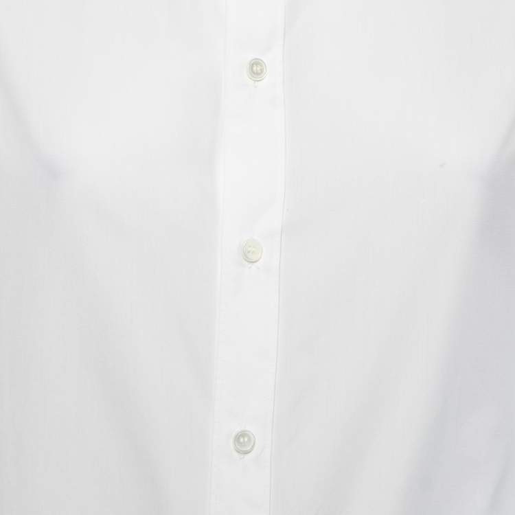 Pre Owned Celine White Cotton Button Front Full Sleeve Shirt M