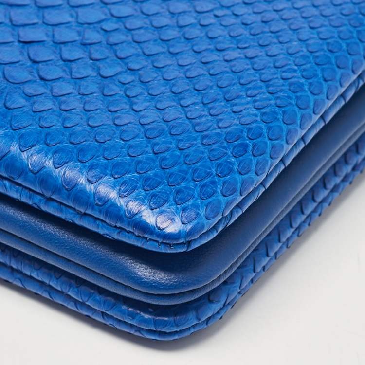 مملوكة مسبقًا Celine Blue Python and Leather Small Trio Zip Crossbody Bag