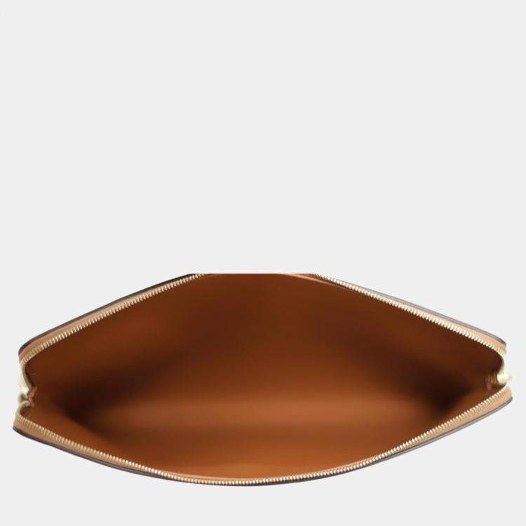 Pre Owned Celine Brown Leather Triomphe Clutch Bag