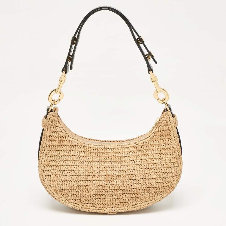 Pre Owned Celine Beige/Black Raffia Ava Hobo