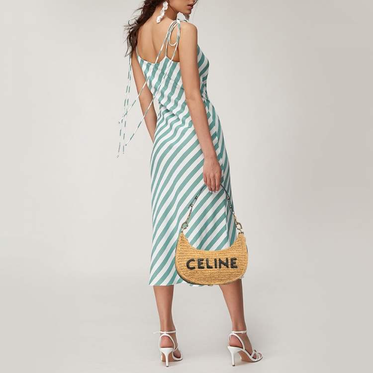 Pre Owned Celine Beige/Black Raffia Ava Hobo