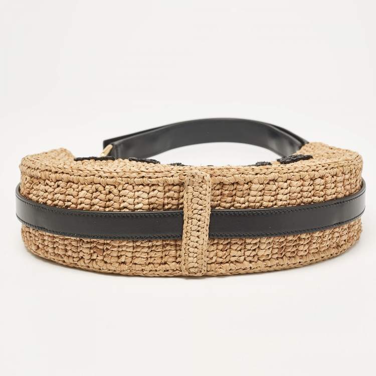 Pre Owned Celine Beige/Black Raffia Ava Hobo