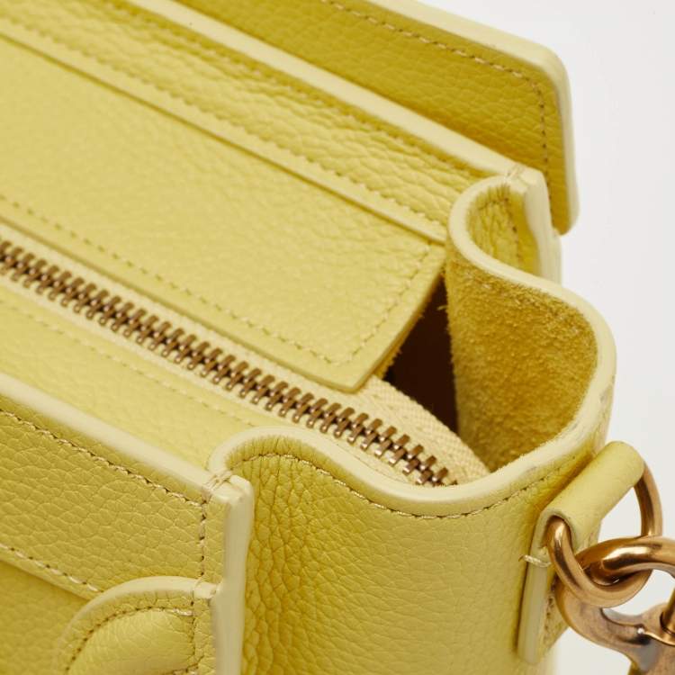 Pre Owned Celine Yellow Leather Nano Luggage Tote