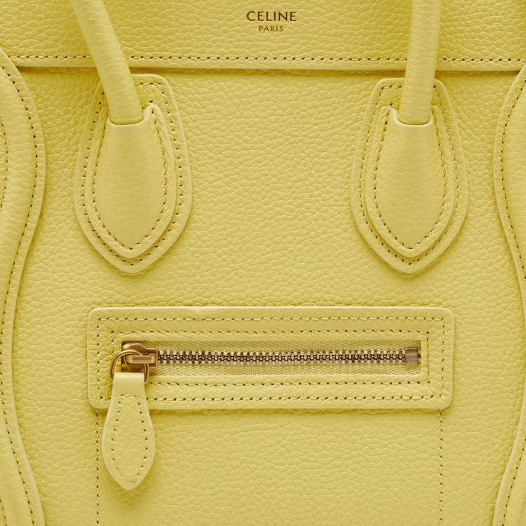 Pre Owned Celine Yellow Leather Nano Luggage Tote