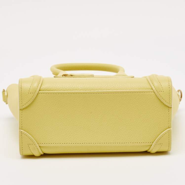 Pre Owned Celine Yellow Leather Nano Luggage Tote
