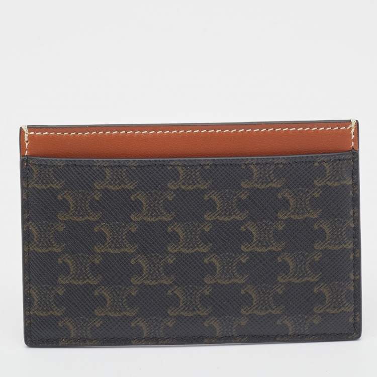 Pre Owned Celine Brown Macadam Coated Canvas and Leather Card Holder