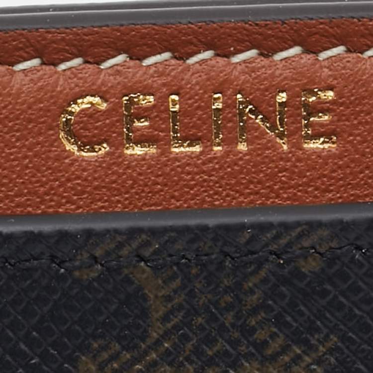 Pre Owned Celine Brown Macadam Coated Canvas and Leather Card Holder