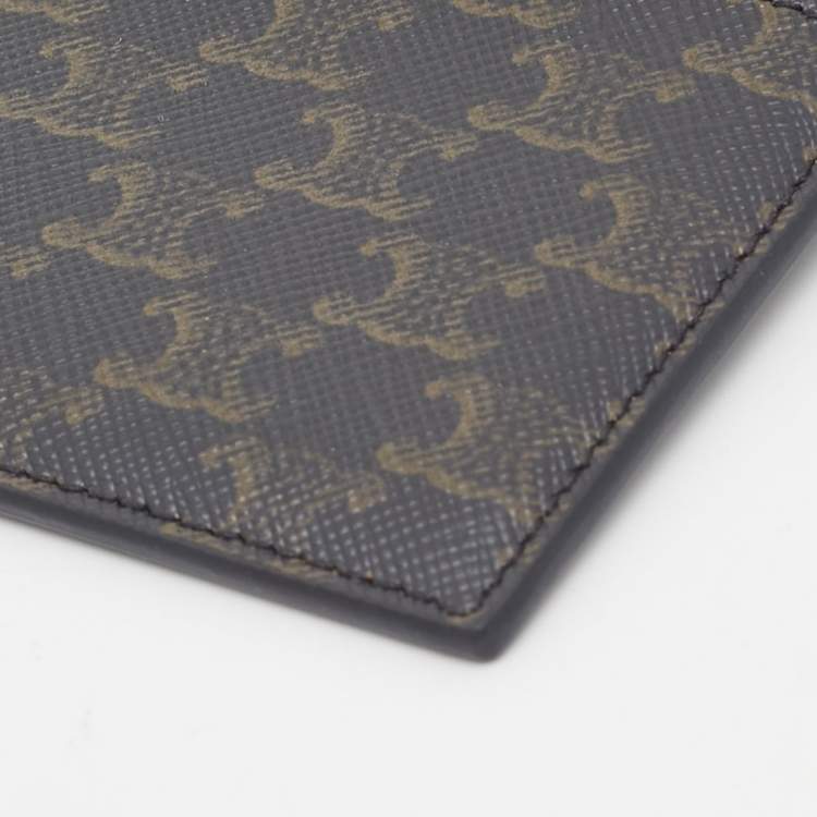 Pre Owned Celine Brown Macadam Coated Canvas and Leather Card Holder