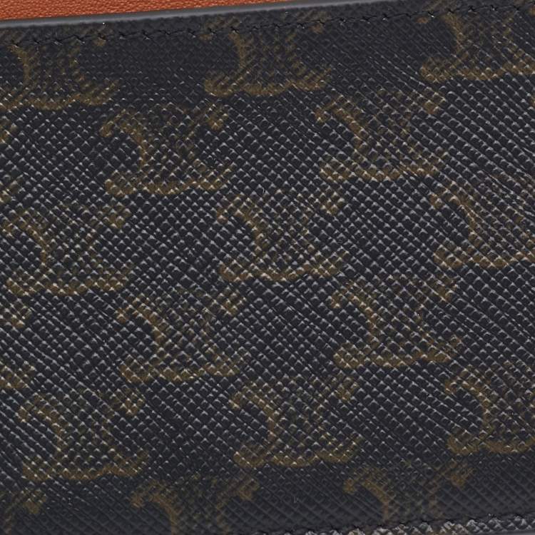 Pre Owned Celine Brown Macadam Coated Canvas and Leather Card Holder