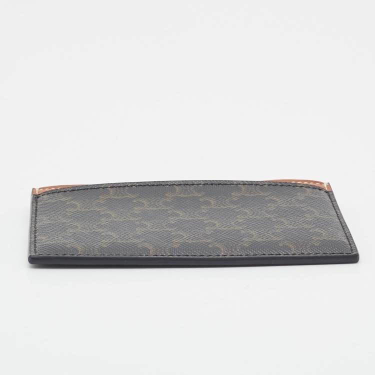 Pre Owned Celine Brown Macadam Coated Canvas and Leather Card Holder