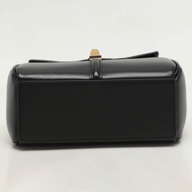 Pre Owned Celine Black Satinated Leather Mini 16 Top Handle Bag